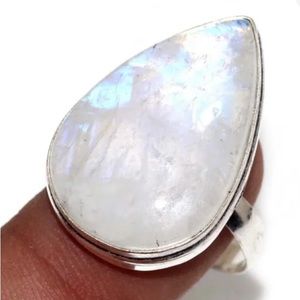 Rainbow moonstone ethnic handmade artisan ring-9